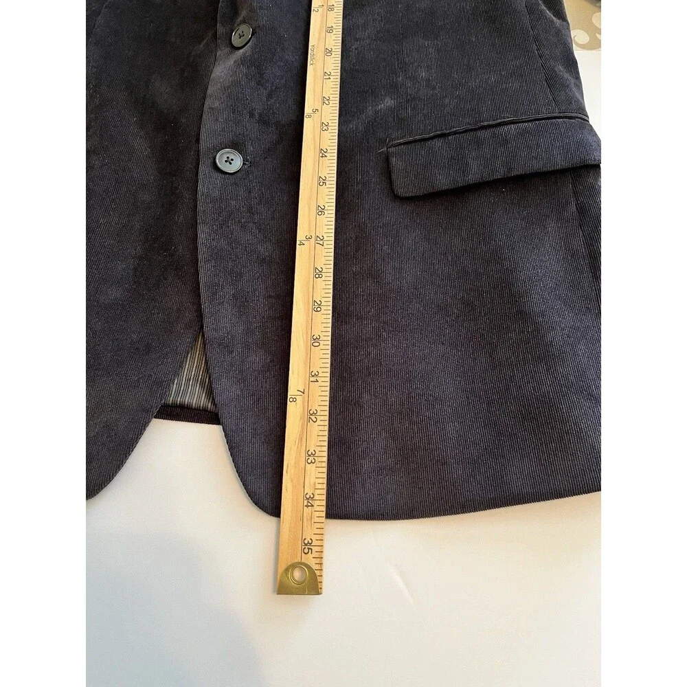 Calvin Klein Black Corduroy Blazer Jacket Peak Lapel Size 46L